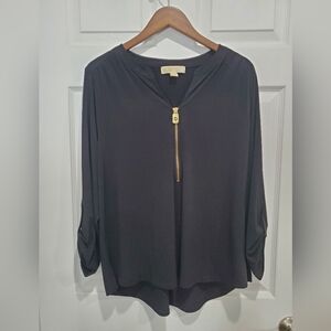 Michael Kors Black Blouse with Gold Zipper